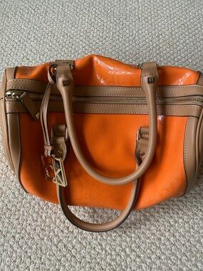 Calvin Klein Orange and Tan Satchel